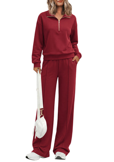 PRETTYGARDEN Women's Lounge Sets 2 Piece Outfits Sweatsuits | Half Zip Pullover Sweatshirts, Wide Leg Pants Pockets, Matching Workout Tracksuits, Airport Travel Resort Wear, Fall Clothes