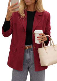 PRETTYGARDEN Women's Faux Suede Western Blazer Jacket | Notched Lapel Button Long Sleeve Oversized Business Casual Suit Jacket, Dressy Office Work Outerwear, 2026 Fall Clothing
