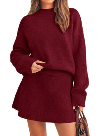 PRETTYGARDEN 2 Piece Sets For Women Sweater Mini Skirt Set