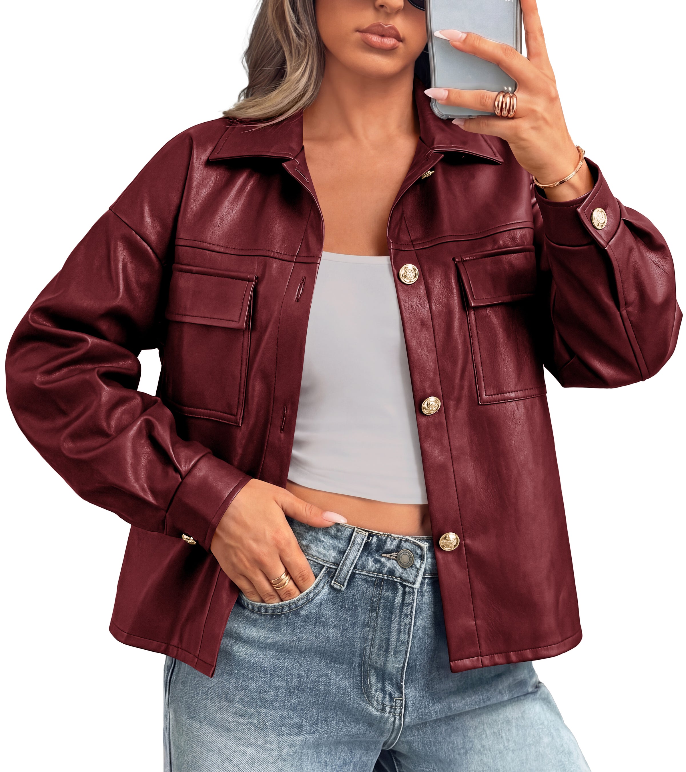 PRETTYGADEN Women's Faux Leather Jacket Fall Fashion Button Down Winter Coats Motorcycle Bomber Jackets Outerwear 2026