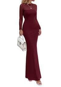 PRETTYGARDEN Women's Formal Mesh Sheer Long Sleeve Maxi Dress | Slimming Mermaid Bodycon Long Dresses, Sexy Elegant Wedding Guest Cocktail Holiday Party Dress, Fall Date Night Outfits