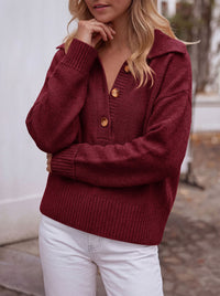 PRETTYGARDEN Womens Fall Long Sleeve Sweaters Button up V Neck Polo Shirts | Quarter Button Collared Tops, Ribbed Knit Comfy Shirts, Relaxed Fit Sweater Tops, Casual Fall Outfits for Women 2026