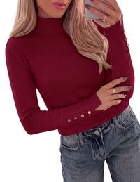 PRETTYGARDEN Women Turtleneck Sweaters Fall Long Sleeve Tops | Soft Stretchy Knit, Ribbed Button-Cuff Pullover, Regular Fit Dressy Casual, Work Office Daily Date Outfits, Winter Clothing