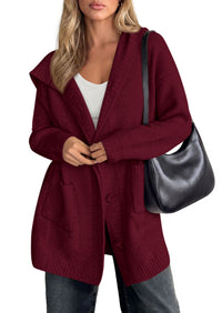 PRETTYGARDEN Women's Long Cardigans Hooded Chunky Sweaters  | Cozy Knit Jacket, Button up, Loose Fit, Pockets, Fall Coats, Trendy Casual, Going Out, Holiday Outfits, Winter Clothing