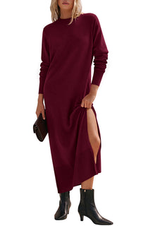PRETTYGARDEN Womens Long Sleeve Soft Loose Fitting Fall Sweater Dress 2026 Side Slit, Lightweight, Knit Maxi Dresses, Vacation Long Dress, Elegant Business Casual Work, Teacher Outfits