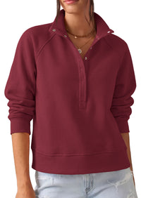 PRETTYGARDEN Women's Fall Trendy Oversized Sweatshirts | Comfy Ribbed Fabric, Raglan Long Sleeve Collared; Button Up Henley Pullover Blouse, Casual Workout Tops, Y2K Fashion Clothing