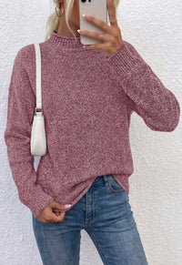 PRETTYGARDEN Womens Sweaters 2026 Mock Neck Ribbed Knit Fall Outfits | Long Sleeve Pullover Tops, Rolled Edge, Loose Fit, Soft Cotton Fabric, Comfy Cozy Sweater, Versatile Casual Cute Clothes