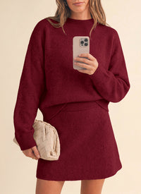 PRETTYGARDEN 2 Piece Sets For Women Sweater Mini Skirt Set