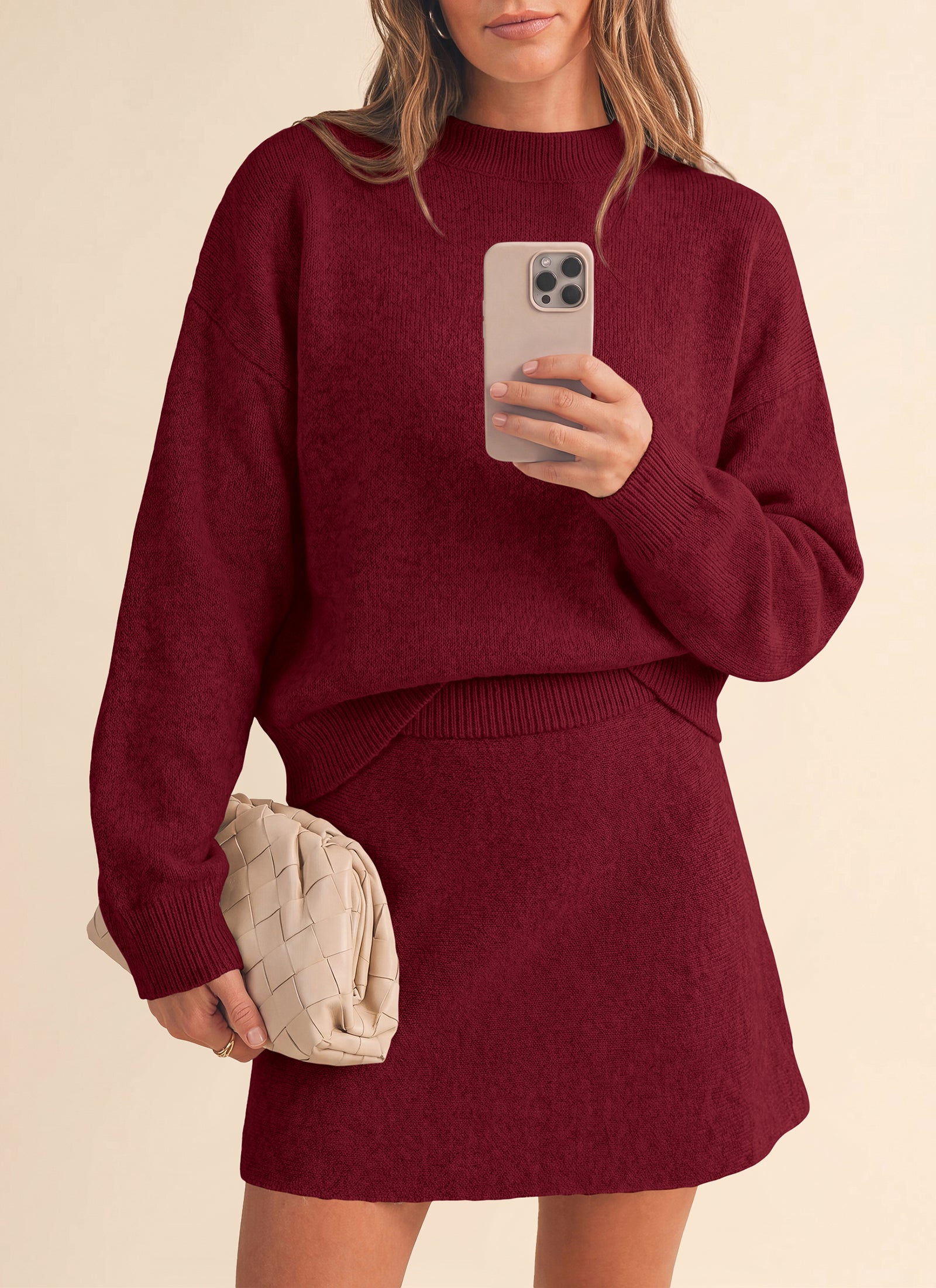 PRETTYGARDEN 2 Piece Sets For Women Sweater Mini Skirt Set