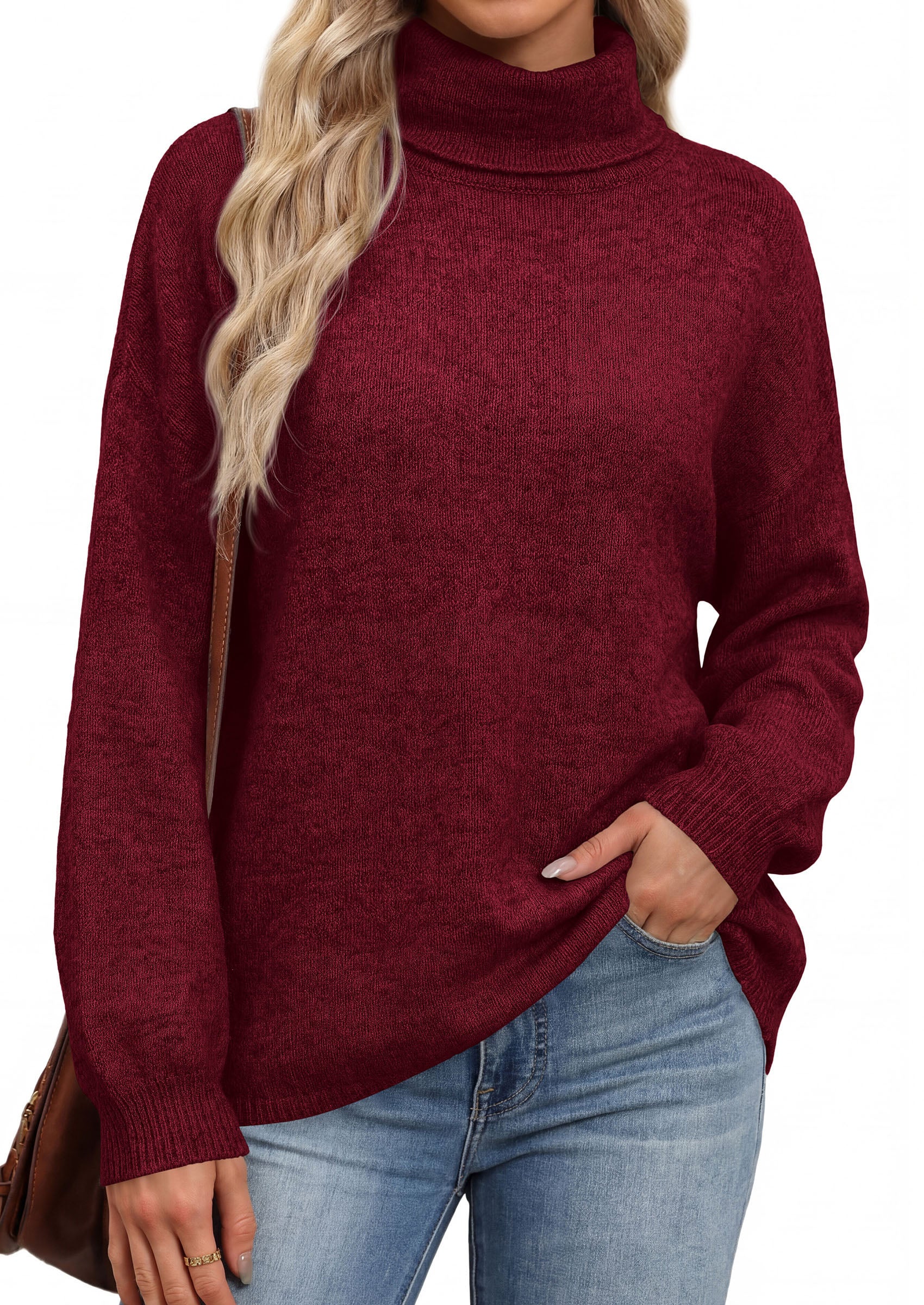 PRETTYGARDEN Women's Winter Turtleneck Sweaters Oversized Warm Pullover  Cozy Chunky Knit Sweater, Long Sleeve Tunic, Loose Fit Dressy Casual Tops, Trendy Fall Fashion Clothing, Holiday Outfits