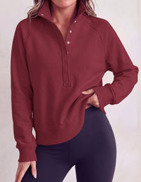 PRETTYGARDEN Women's Fall Trendy Oversized Sweatshirts | Comfy Ribbed Fabric, Raglan Long Sleeve Collared; Button Up Henley Pullover Blouse, Casual Workout Tops, Y2K Fashion Clothing