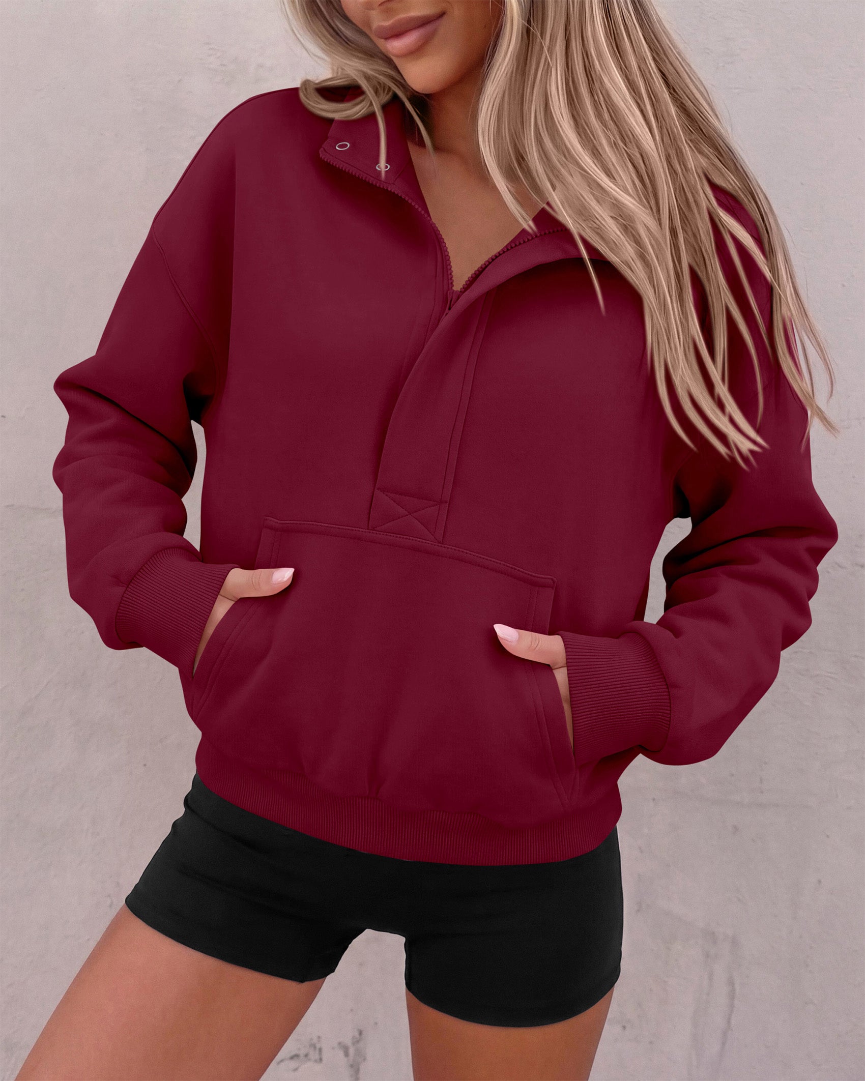 PRETTYGARDEN Womens Long Sleeve Quarter Zip Crop Sweatshirts | Mock Neck FLeece Sweatshirt, Button up Henley Neck Pullover, Relaxed Fit Cropped Tops, Casual Lounge Wear, Fall Outfits 2026