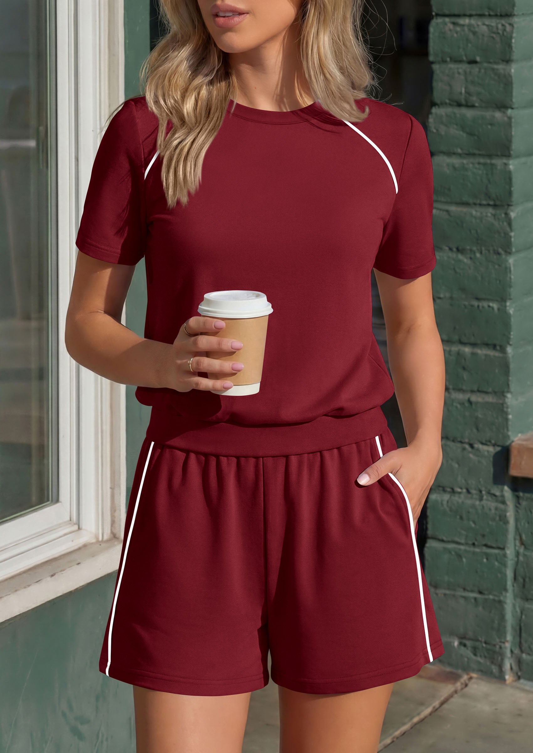 PRETTYGARDEN Sweatsuits Women 2 Piece Outfit 2026 Summer Lounge Shorts Sets Matching Spring Travel Beach Vacation Clothes PRETTYGARDEN