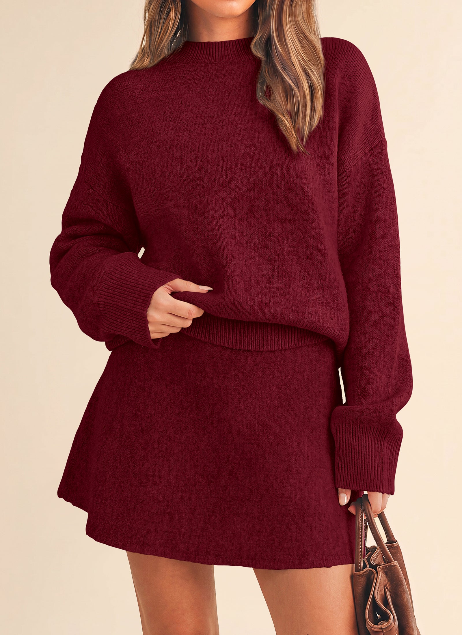 PRETTYGARDEN 2 Piece Sets For Women Sweater Mini Skirt Set
