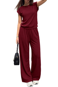 PRETTYGARDEN Women's Summer 2 Piece Lounge Sets 2026 Cap Sleeve Tops Wide Leg Pants Workout Sets Loose Casual Tracksuit PRETTYGARDEN