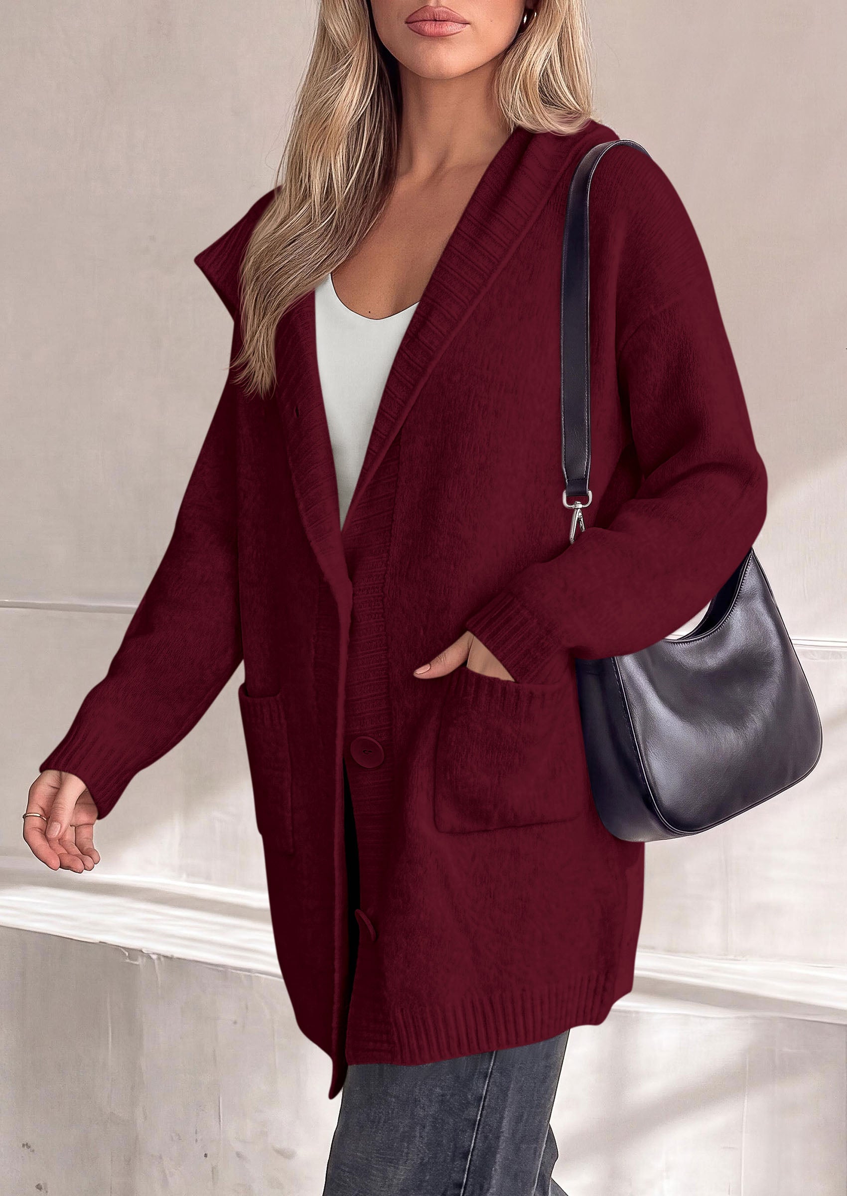 PRETTYGARDEN Women's Long Cardigans Hooded Chunky Sweaters  | Cozy Knit Jacket, Button up, Loose Fit, Pockets, Fall Coats, Trendy Casual, Going Out, Holiday Outfits, Winter Clothing