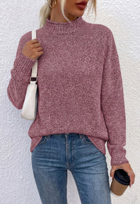 PRETTYGARDEN Womens Sweaters 2026 Mock Neck Ribbed Knit Fall Outfits | Long Sleeve Pullover Tops, Rolled Edge, Loose Fit, Soft Cotton Fabric, Comfy Cozy Sweater, Versatile Casual Cute Clothes
