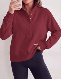 PRETTYGARDEN Women's Fall Trendy Oversized Sweatshirts | Comfy Ribbed Fabric, Raglan Long Sleeve Collared; Button Up Henley Pullover Blouse, Casual Workout Tops, Y2K Fashion Clothing