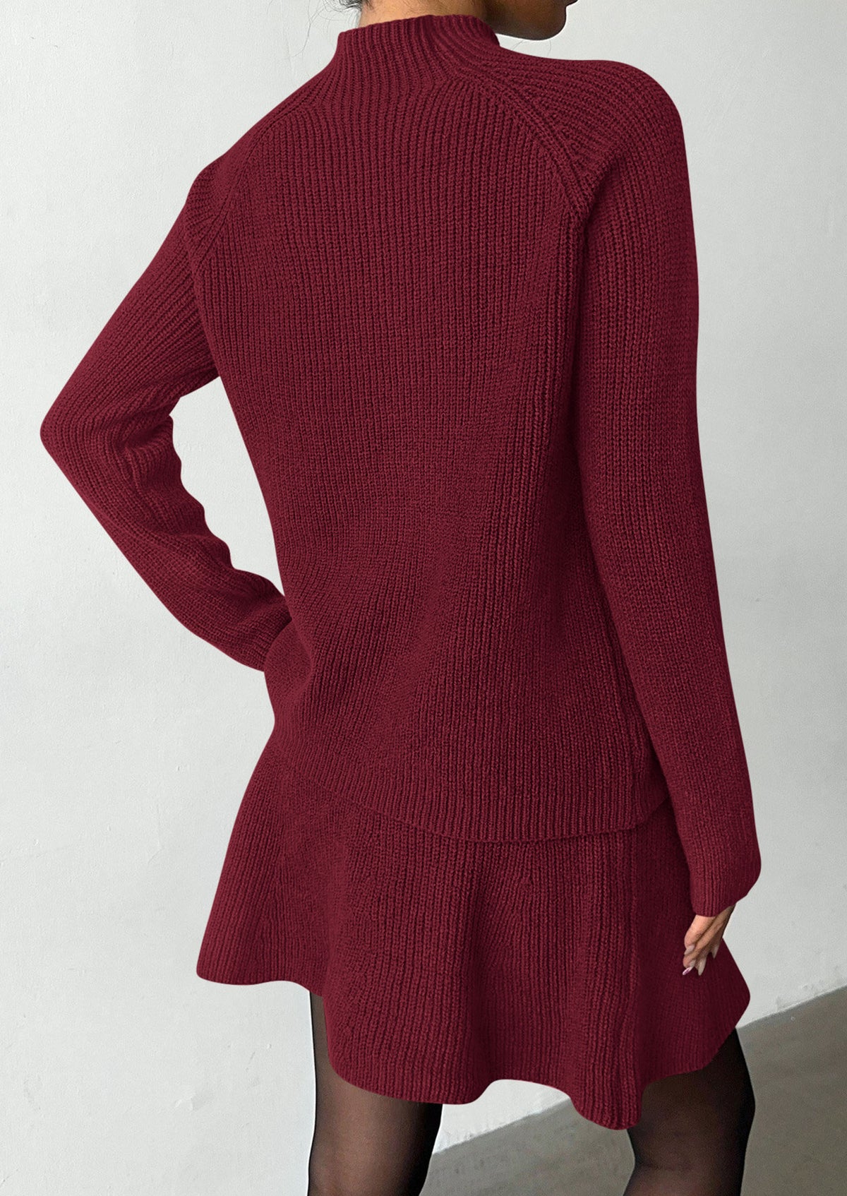 PRETTYGARDEN Women's Fall 2 Piece Outfits Matching Sweater Skirt Sets  Cozy Ribbed Knit, Raglan Long Sleeve, Crewneck Pullover, Elastic Waist A Line, Mini Short Skirts, Holiday Winter Clothing