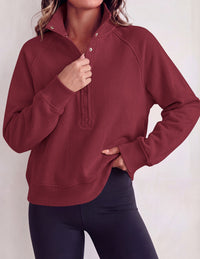 PRETTYGARDEN Women's Fall Trendy Oversized Sweatshirts | Comfy Ribbed Fabric, Raglan Long Sleeve Collared; Button Up Henley Pullover Blouse, Casual Workout Tops, Y2K Fashion Clothing