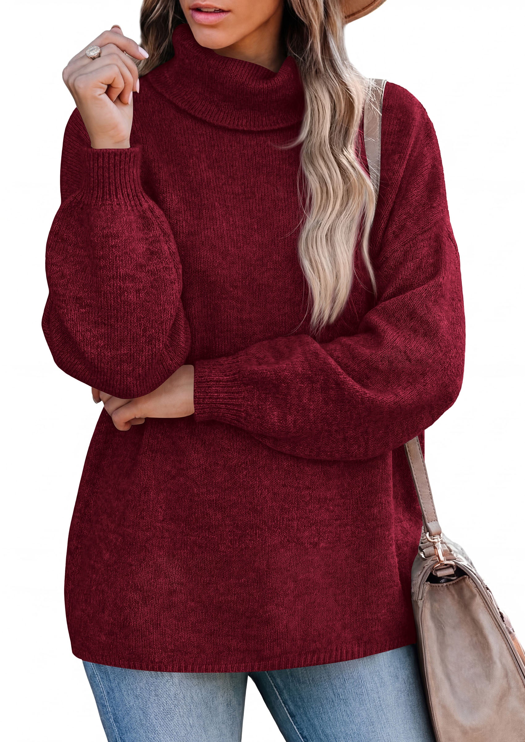 PRETTYGARDEN Women's Winter Turtleneck Sweaters Oversized Warm Pullover  Cozy Chunky Knit Sweater, Long Sleeve Tunic, Loose Fit Dressy Casual Tops, Trendy Fall Fashion Clothing, Holiday Outfits