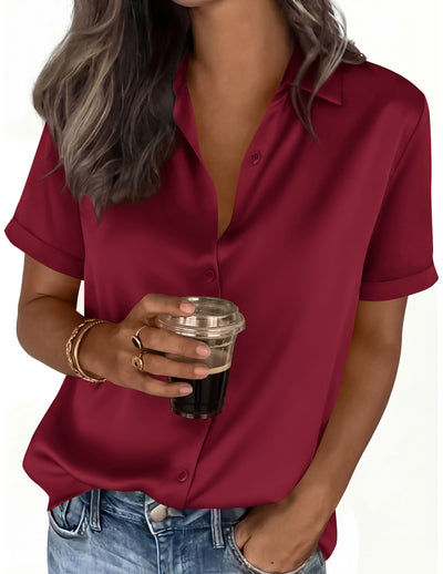 PRETTYGARDEN Women's 2026 Summer Button Down Shirts Short Sleeve Work Tops Dressy Blouses Spring Business Casual Outfits PRETTYGARDEN