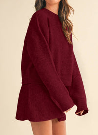 PRETTYGARDEN 2 Piece Sets For Women Sweater Mini Skirt Set