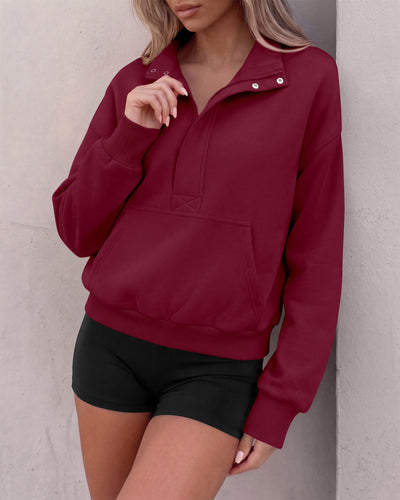 PRETTYGARDEN Womens Long Sleeve Quarter Zip Crop Sweatshirts | Mock Neck FLeece Sweatshirt, Button up Henley Neck Pullover, Relaxed Fit Cropped Tops, Casual Lounge Wear, Fall Outfits 2026