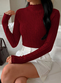 PRETTYGARDEN Women's Fall Long Sleeve Fitted Shirts | Comfy Stretchy Cable Knit, Trendy Lettuce Trim Mock Neck, Casual Basic Tees, Cute Layering Tops, 2026 Fashion Clothing