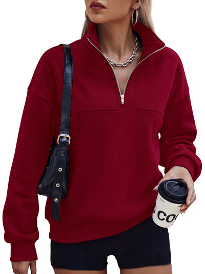 PRETTYGARDEN Women's Quarter Zip Fleece Pullover Sweatshirts | Oversized Half Zip Sweatshirt with Collar, Fleece Jacket, Trendy Long Sleeve Pullover Tops, Y2k Fashion Fall Outfits 2026