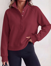 PRETTYGARDEN Women's Fall Trendy Oversized Sweatshirts | Comfy Ribbed Fabric, Raglan Long Sleeve Collared; Button Up Henley Pullover Blouse, Casual Workout Tops, Y2K Fashion Clothing