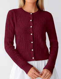PRETTYGARDEN Women Lightweight Button Up Cardigan Sweaters | Soft Stretchy, Cozy Cable Knit, Long Sleeve Crew Neck, Trendy Cardigans, Cute Casual Outfits, Early Fall Fashion Clothing