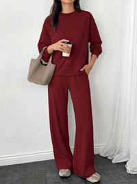 PRETTYGARDEN Womens 2 Piece Outfits Fall Sweatsuits Matching Lounge Sets  | Crewneck Long Sleeve Sweatshirt, Wide Leg Pants Sets with Pockets & Drawstring, Casual Tracksuit, Travel Airport Outfits 2026