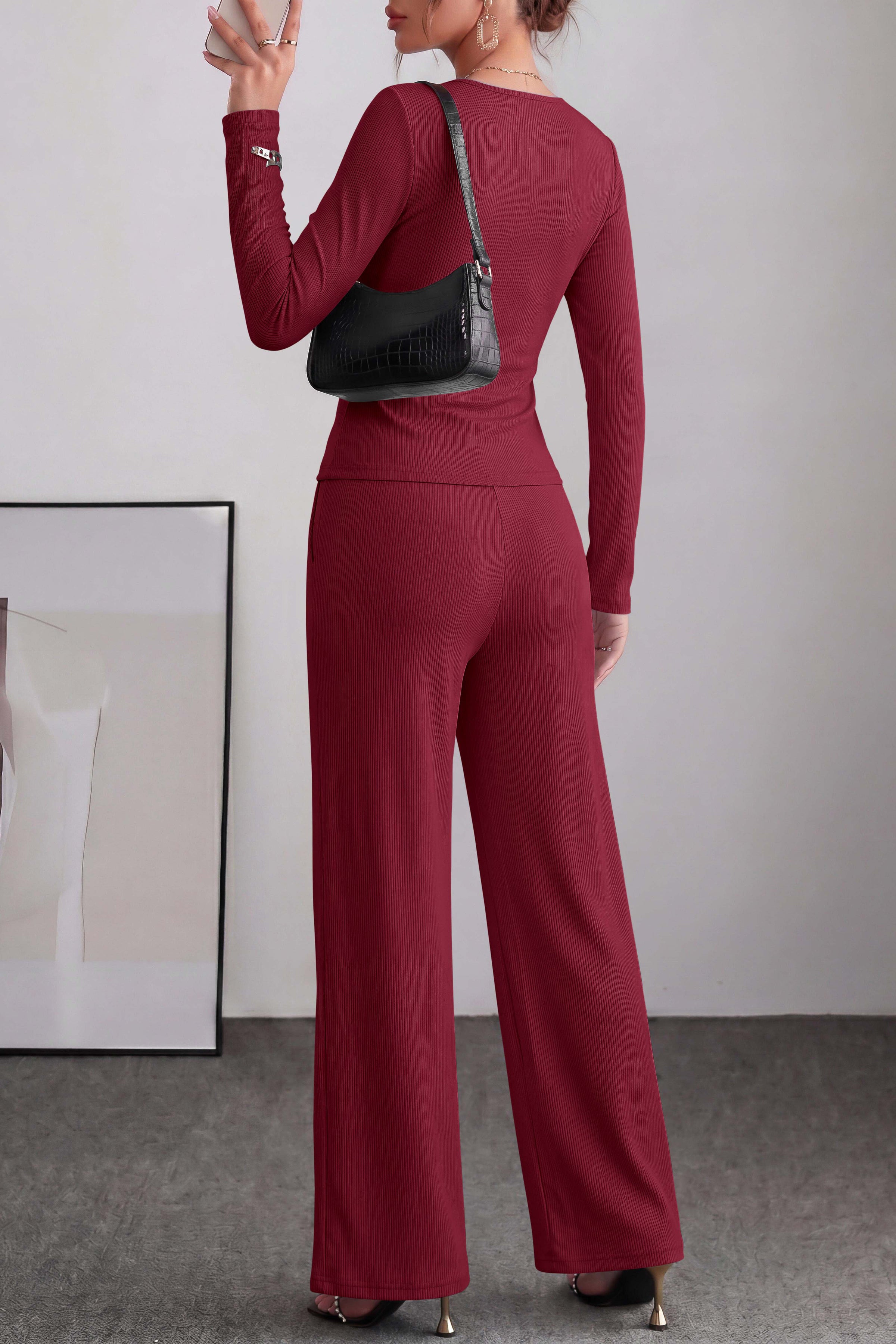PRETTYGARDEN Women Fall 2 Piece LoungeWear Pant Sets
