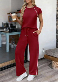 PRETTYGARDEN Women's 2 Piece Lounge Sets 2026 Summer Cap Sleeve Tops Wide Leg Pants Travel Outfits Matching Fashion Clothing PRETTYGARDEN