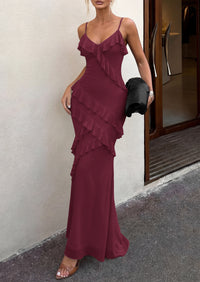 PRETTYGARDEN Women 2026 Wedding Guest Cocktail Maxi Dress Spaghetti Strap Sleeveless V Neck Bodycon Mesh Party Summer Outfits