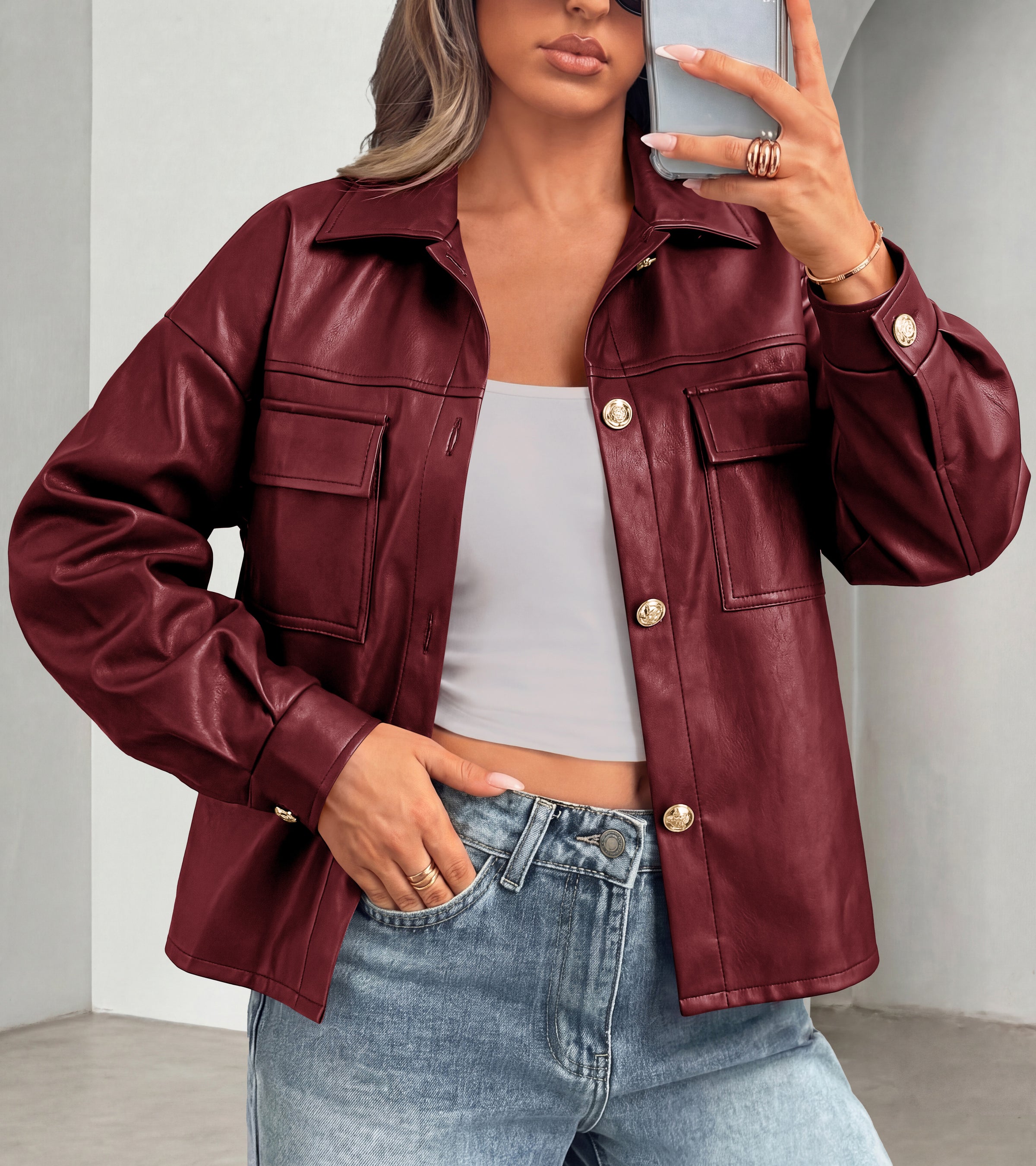 PRETTYGADEN Women's Faux Leather Jacket Fall Fashion Button Down Winter Coats Motorcycle Bomber Jackets Outerwear 2026