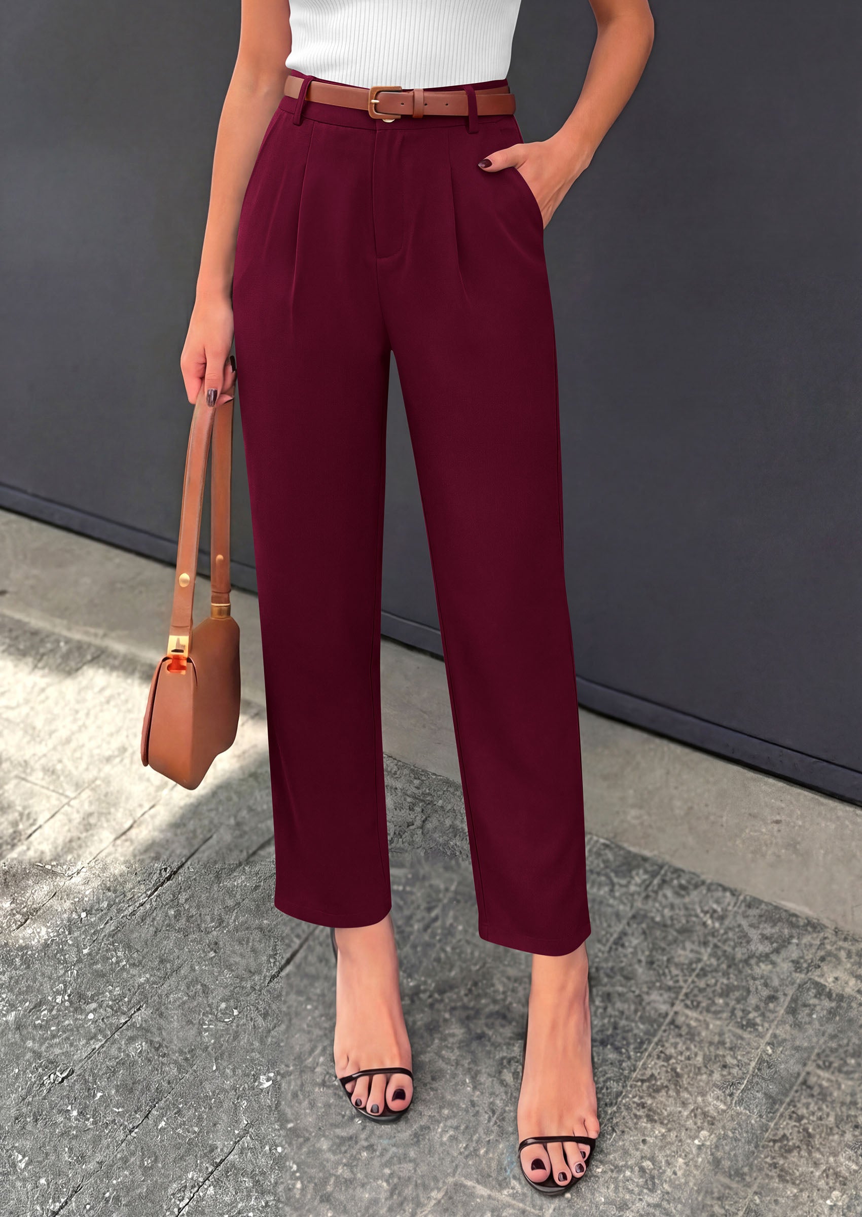 PRETTYGARDEN Womens Dress Pants Summer 2026 Work Clothes Tapered High Waisted Trousers Slacks Pockets Business Casual Outfits