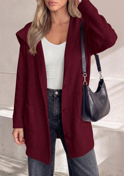 PRETTYGARDEN Women's Long Cardigans Hooded Chunky Sweaters  | Cozy Knit Jacket, Button up, Loose Fit, Pockets, Fall Coats, Trendy Casual, Going Out, Holiday Outfits, Winter Clothing