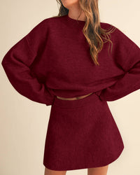 PRETTYGARDEN 2 Piece Sets For Women Sweater Mini Skirt Set