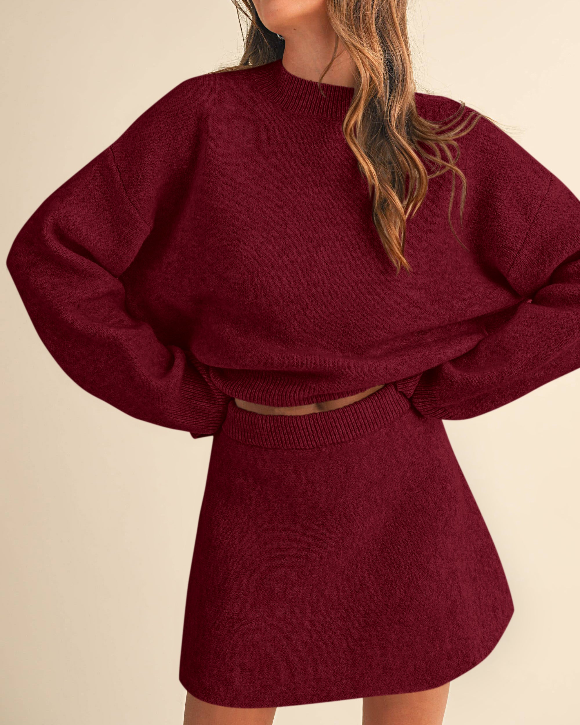 PRETTYGARDEN 2 Piece Sets For Women Sweater Mini Skirt Set