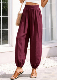 PRETTYGARDEN Womens 2026 Summer Casual Pants High Waisted Loose Wide Leg Palazzo Pockets Lounge Beach Travel Trousers Outfits