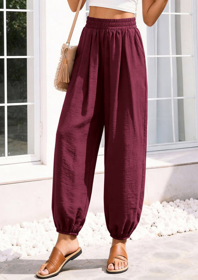 PRETTYGARDEN Womens 2026 Summer Casual Pants High Waisted Loose Wide Leg Palazzo Pockets Lounge Beach Travel Trousers Outfits