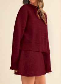 PRETTYGARDEN 2 Piece Sets For Women Sweater Mini Skirt Set