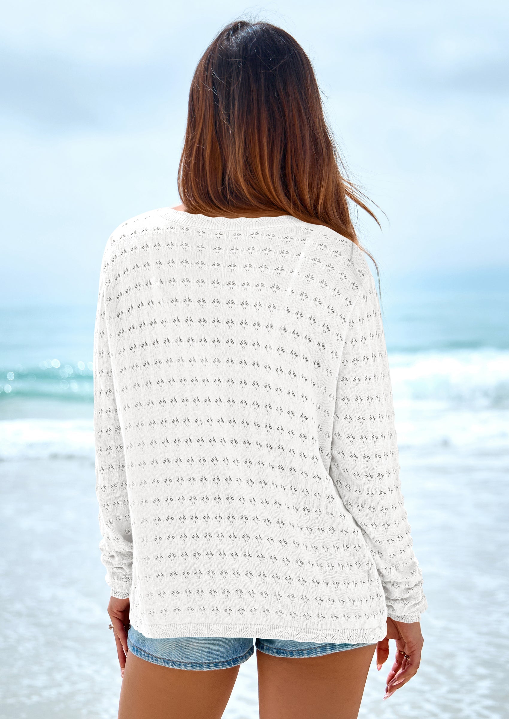 PRETTYGARDEN Crochet Cardigan Sweaters for Women Trendy Spring Summer Long Sleeve Tie Front Tops Boho Beach Vacation Clothes PRETTYGARDEN