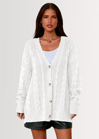 PRETTYGARDEN Women's Cable Knit Sweaters Fall Oversized Chunky Open Front Long Sleeve Cardigan Winter Coats