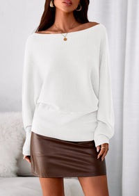 PRETTYGARDEN Women Off The Shoulder Sweater Fall Trendy Long Batwing Sleeve Knit Pullover Going Out Tops Winter Clothing