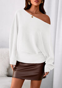 PRETTYGARDEN Women Off The Shoulder Sweater Fall Trendy Long Batwing Sleeve Knit Pullover Going Out Tops Winter Clothing