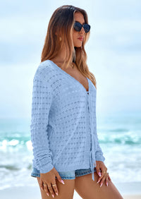 PRETTYGARDEN Crochet Cardigan Sweaters for Women Trendy Spring Summer Long Sleeve Tie Front Tops Boho Beach Vacation Clothes PRETTYGARDEN