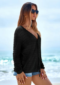 PRETTYGARDEN Crochet Cardigan Sweaters for Women Trendy Spring Summer Long Sleeve Tie Front Tops Boho Beach Vacation Clothes PRETTYGARDEN